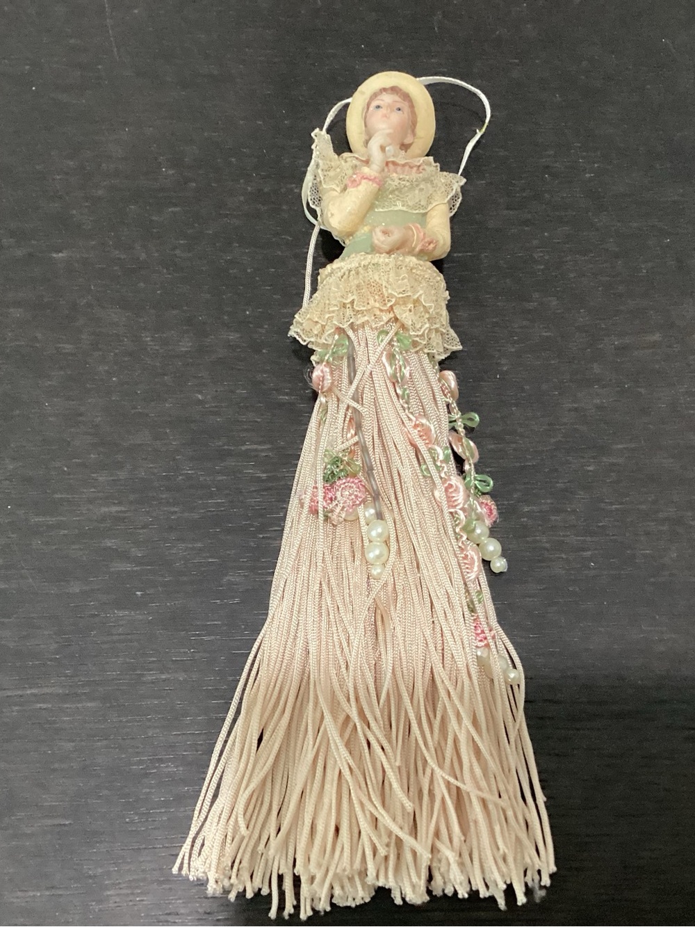 Vintage Victorian style half-doll tassel inspired by the 20th century German